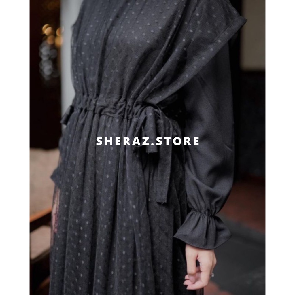 VIOLITA SET Gamis Dress Hitam Putih Tile Kondangan Wanita Remaja Jumbo Ld 120 130 140 Terbaru