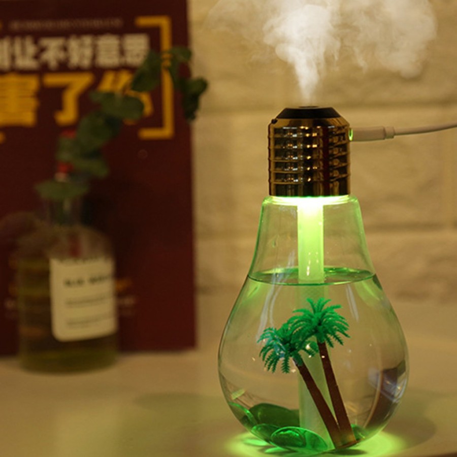 Humidifier / Diffuser Aromaterapi 400ml Bentuk Bohlam Lampu Malam