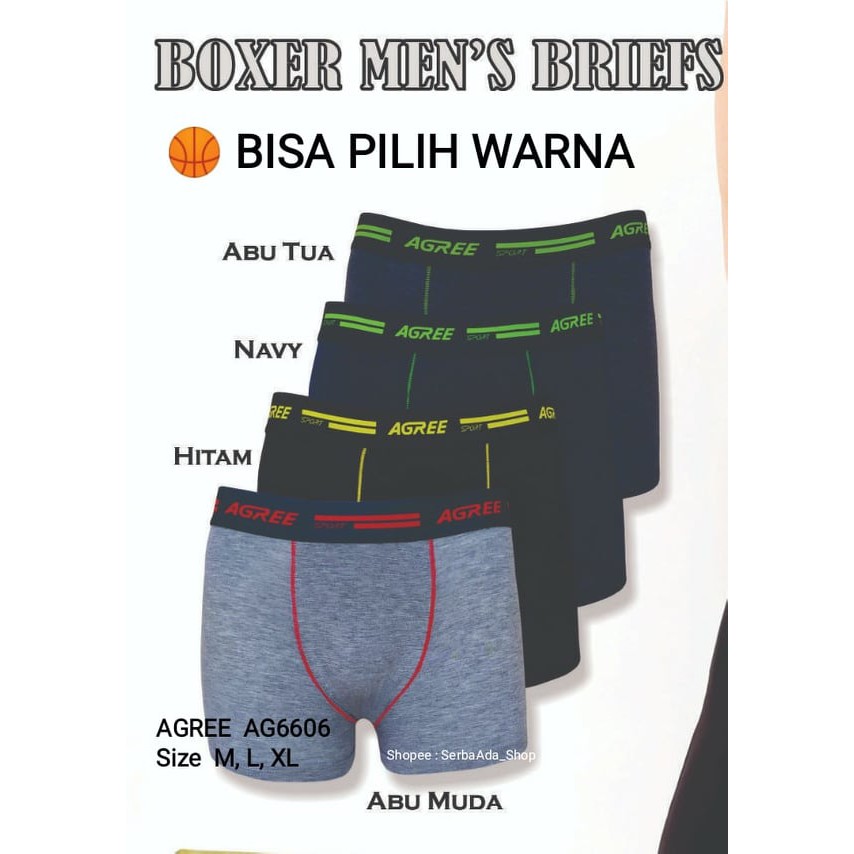 CD Boxer Pria Agree Katun Soft Comfort S Size M - XL