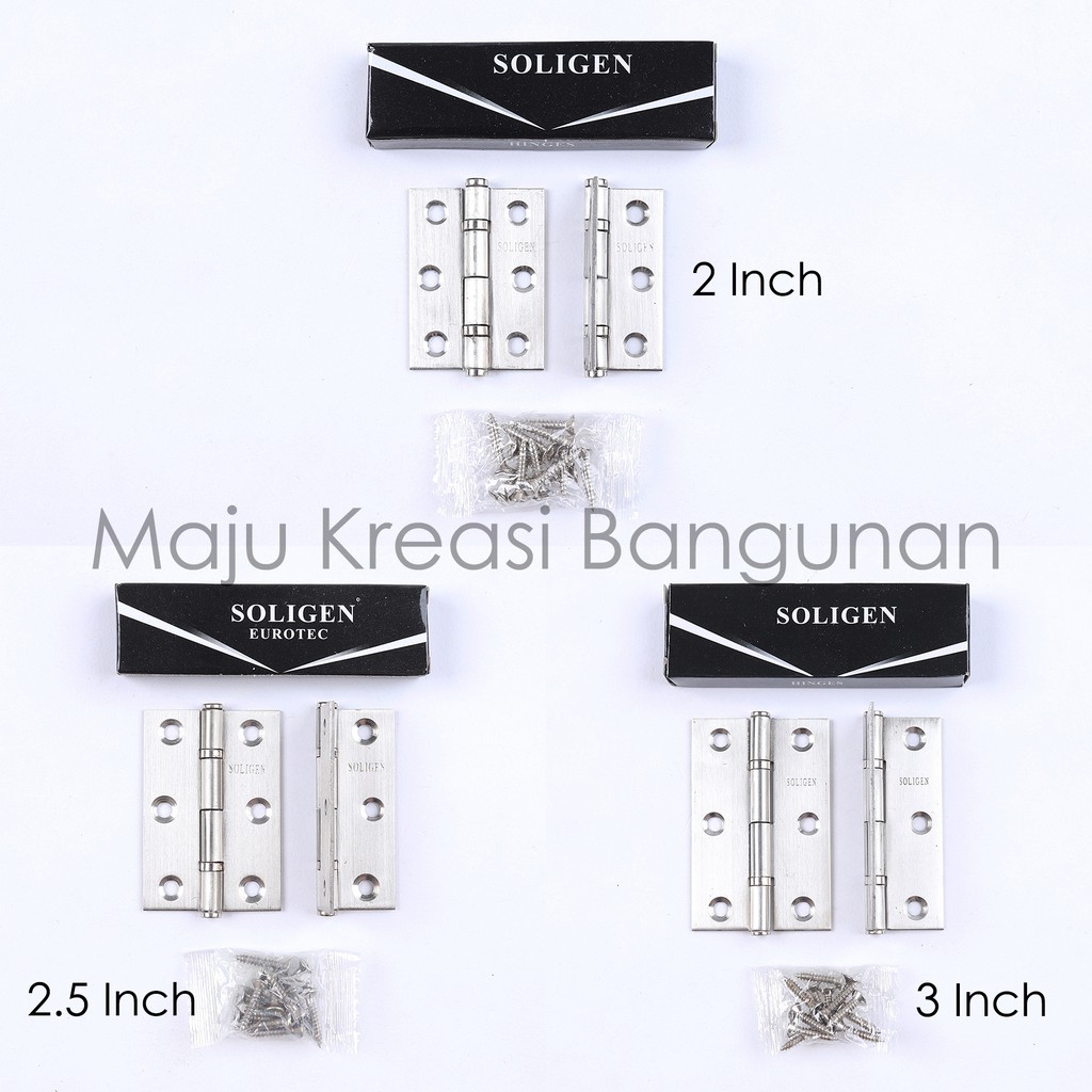 Engsel Tipis SOLIGEN 2&quot; 2,5&quot; 3&quot; Stainless Steel Lemari 2.5 Inch Inci 2Inch 2,5Inch 3Inch Kecil Mini