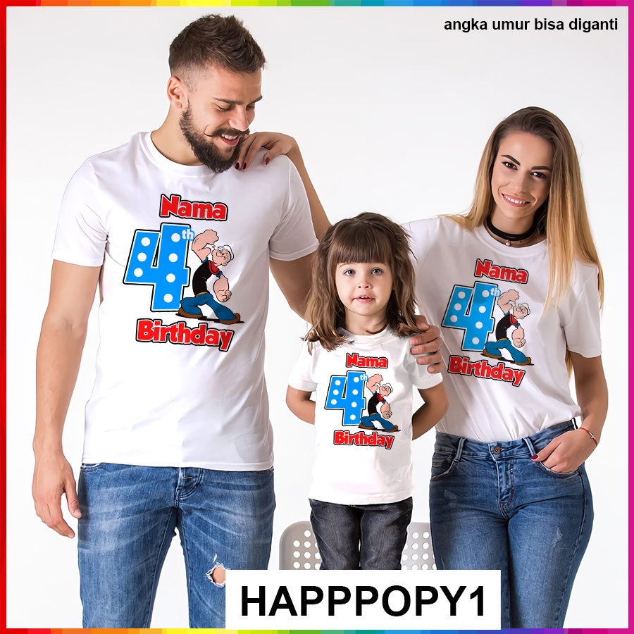 Baju Kaos ANAK DAN DEWASA POPEYE COUPLE (FREE NAMA)