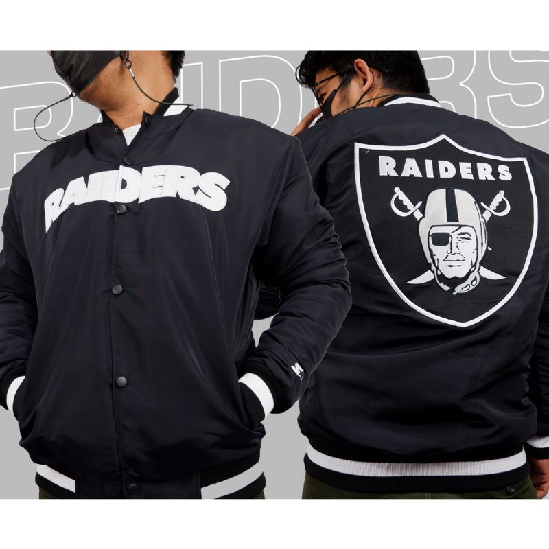 VARSITY JACKET RAIDERS BLACK OAKLAND NFL AMERICAN FOOTBALL VINTAGE TAG LABEL STARTER