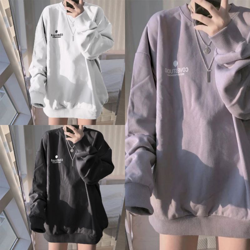 [MURAH] Sweater Wanita Converstudo Sweater Crewneck Hoodie Wanita Sweater Oversize Baju Wanita Switer Hudie Jaket Wanita-2