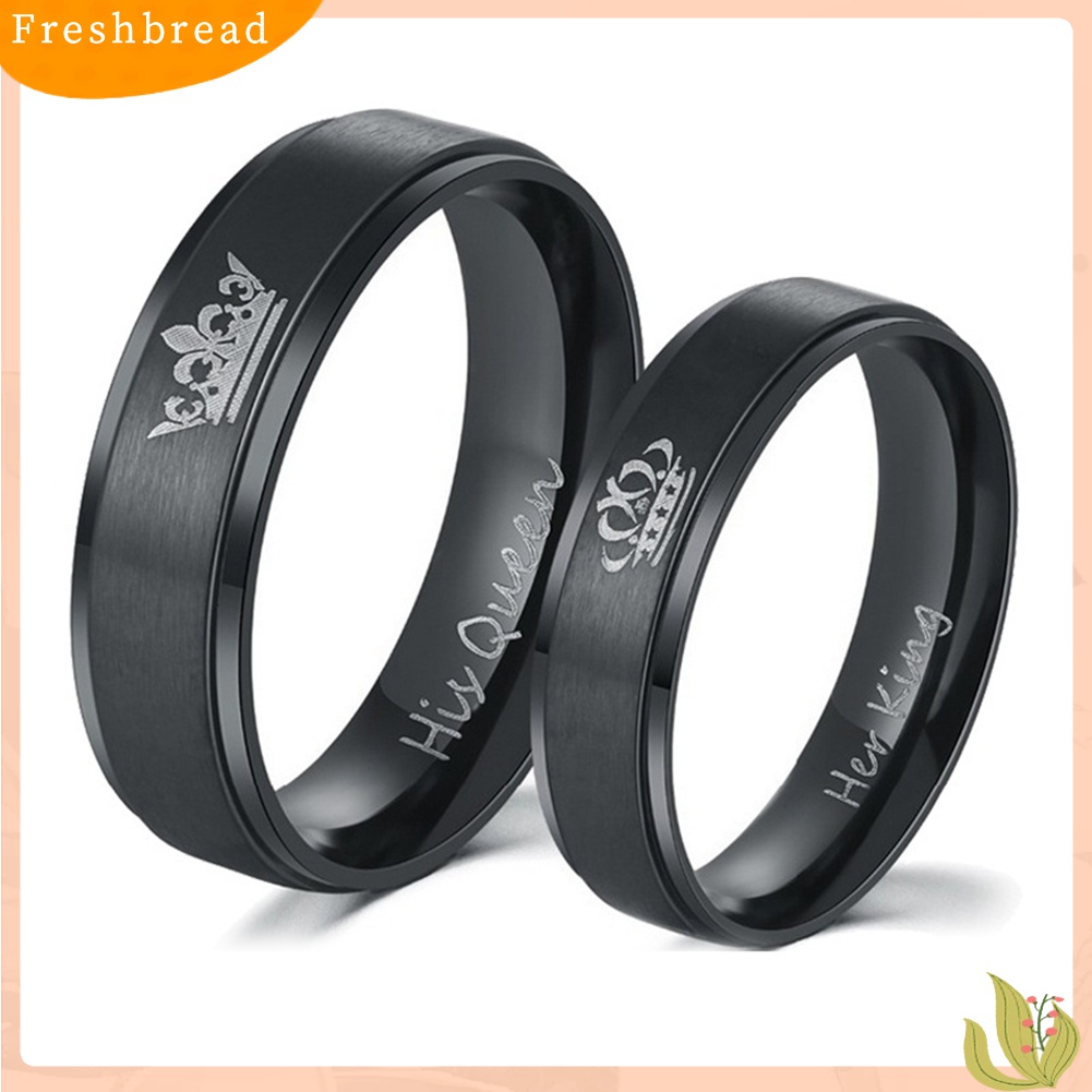 【Fresh】❀Titanium Steel His Queen Her King Crown Couple Ring Valentine's Day Jewelry Gift