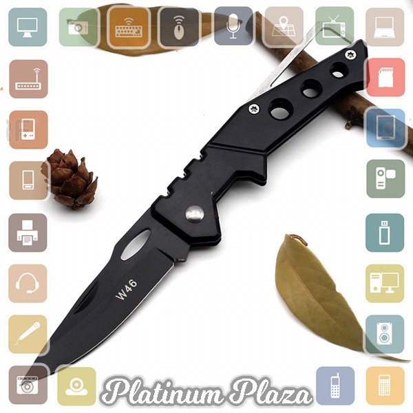 KNIFEZER Pisau Saku Lipat Mini Serbaguna Portable Knife Survival Tool - W46 - Black`S10JGC-