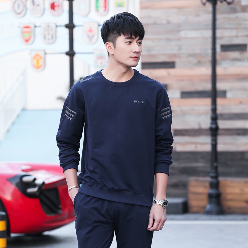 Pria Rekreasi  Pemuda Sweater Celana Tampan Olahraga  Korea Trendi Two-Piece Set One Piece