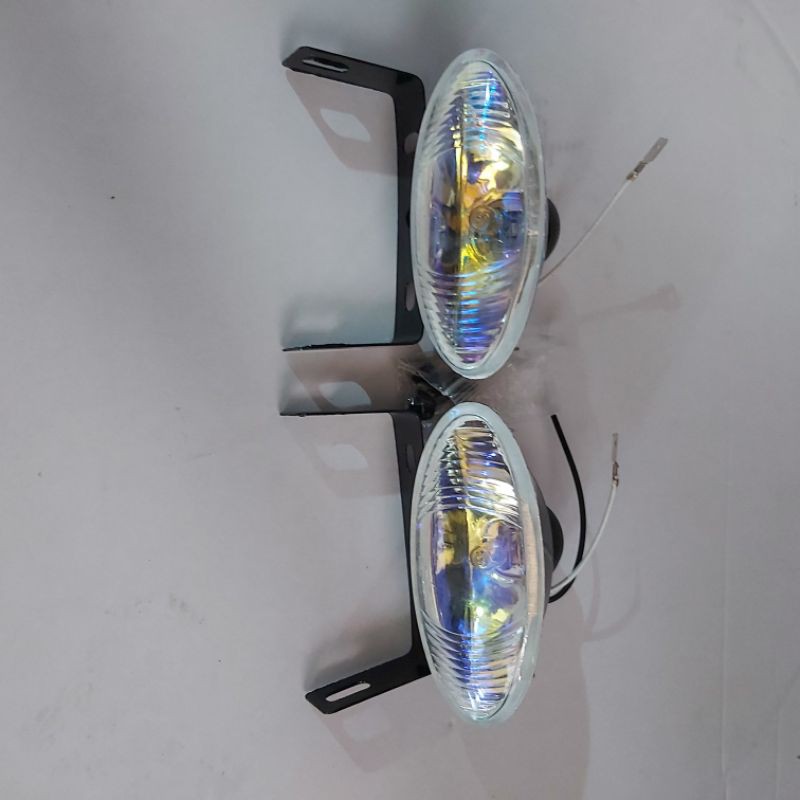 Lampu Tembak Foglamp Bulat Oval Isi 2 Kaca Kuning Dan Bening