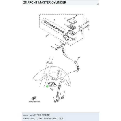 HOLDER BRAKE BESI PEGANGAN KABEL TALI REM RX KING RXK RX K ASLI ORI YAMAHA 3KA F5876 00