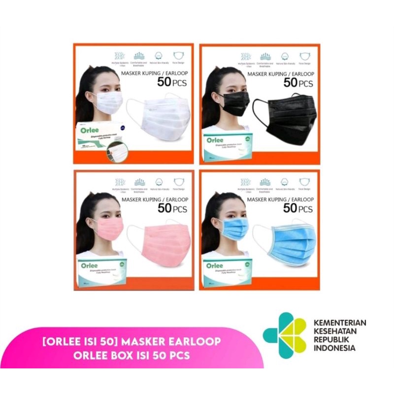 MASKER EARLOOP ORLEE ISI 50pcs/MASKER ORLEE MURAH