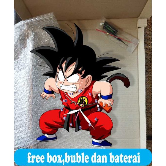 JAM DINDING KARAKTER DRAGON BALL GOKU BESAR UNIK HANDMADE UKIR KAYU DEKORASI HIASAN DINDING TERLARIS