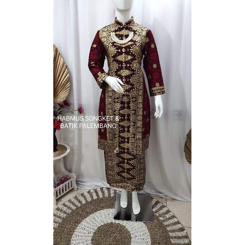 couple setelan batik songket palembang premium