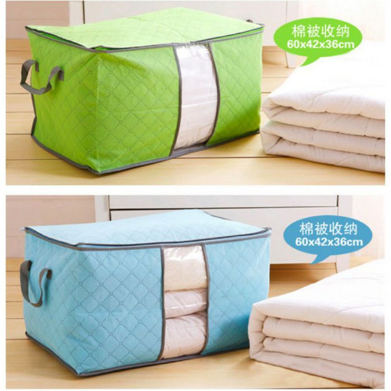 Bamboo Storage Box Organizer Bag Tidur Tempat Penyimpanan Baju Pakaian Serbaguna Travel