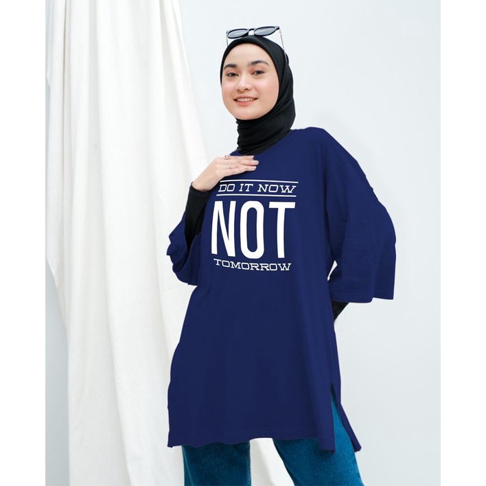 KAOS OVERSIZE TOP HIJAB WANITA BASIC  NOT / OVERSIZE SLIT BLOUSE