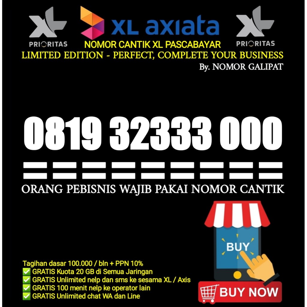 NOMOR CANTIK XL PRIORITAS PASCABAYAR 2333 000