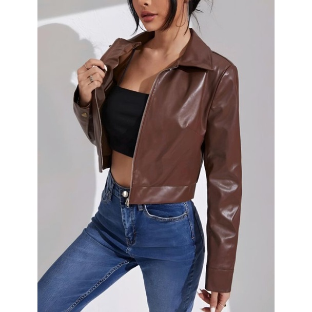 Tailor Labs Jacket Pu Leather Crop Zipper 2022