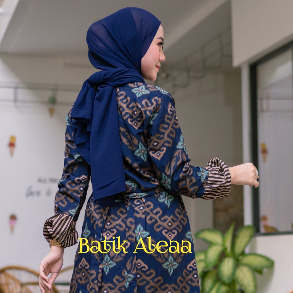 NEW ARRIVAL COUPLE KELUARGA GAMIS HEM SONGKET ZIGZAG BARU BIRU