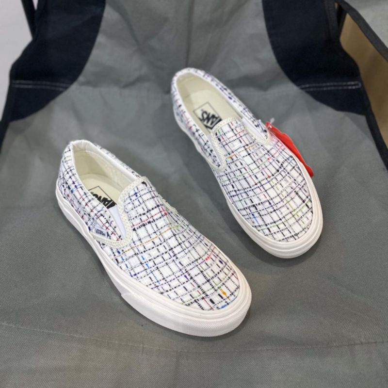 Vans Slip On Marshmallow Woven Plaid White Original