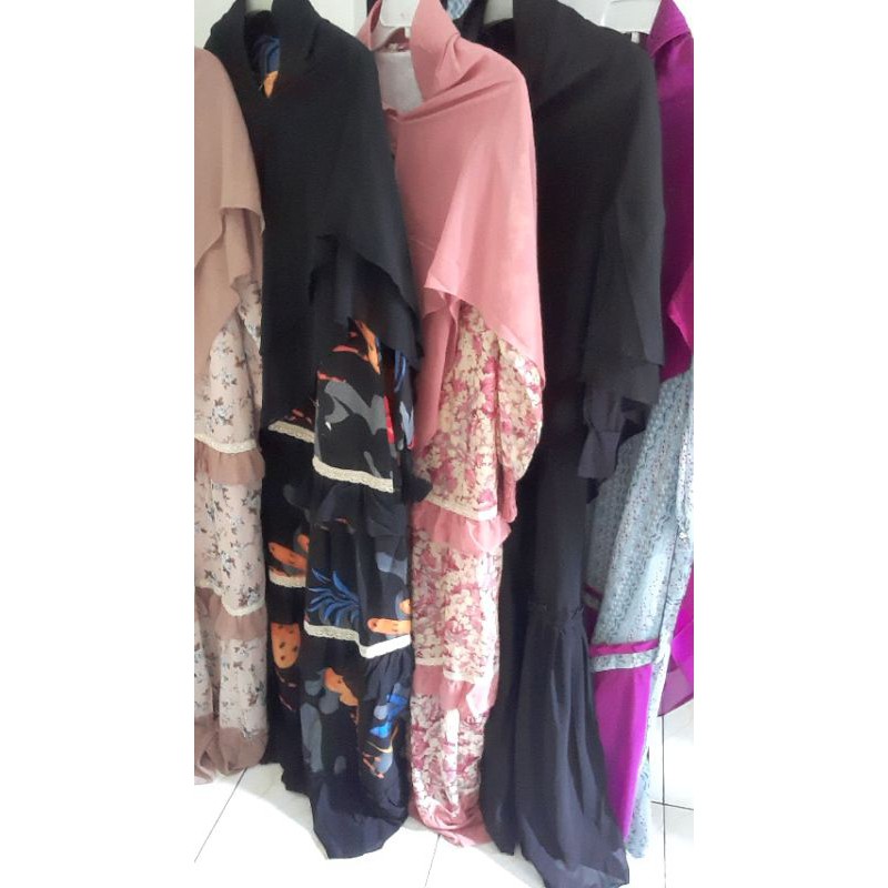 gamis ceruti set khimar