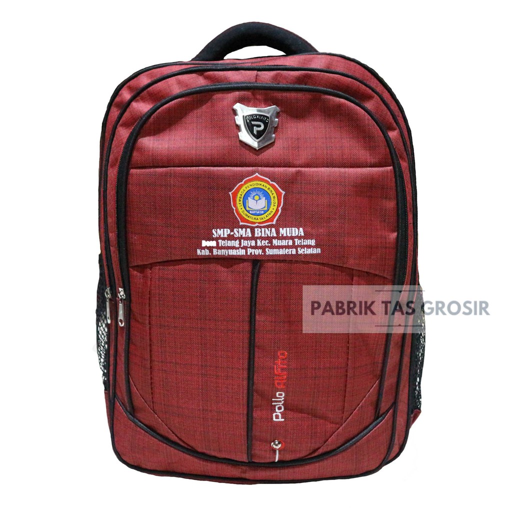 Jual Tas Ransel Grosir Sablon Bordir Custom Pomosi Seminar Kit Diklat Souvenir Murah Bagus Awet Kuat