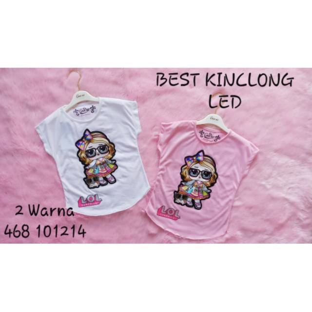 Kaos Anak Perempuan Model Baru Aplikasi Usap Squin Squins Blus Duo Led Nyala Lampu LOL Unicorn