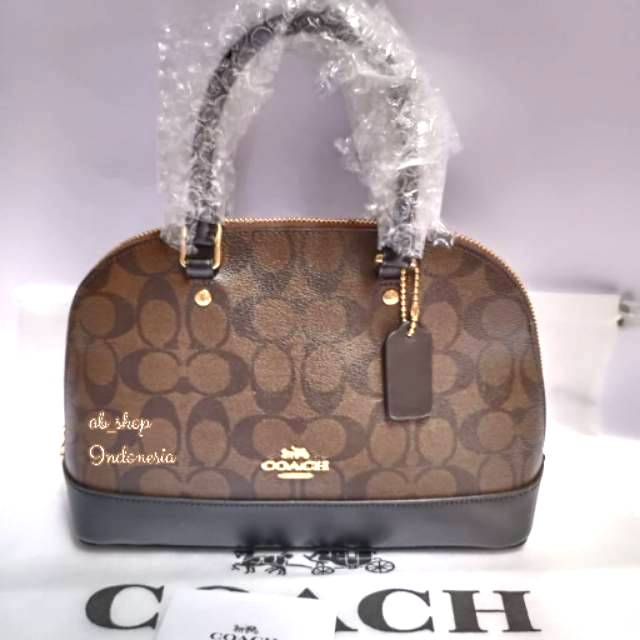 Tas Wanita Coach F27583 Signature Mini Sierra  Satchel Brown Black