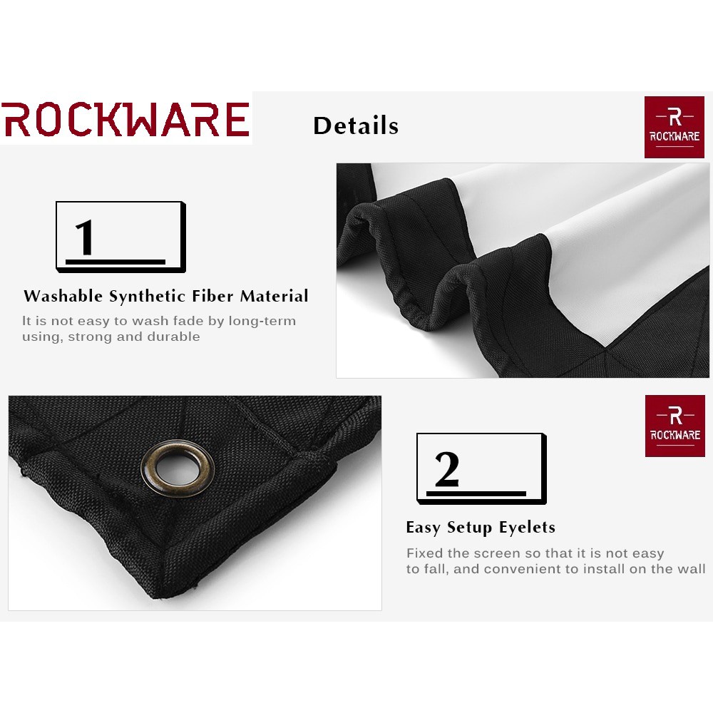 ROCKWARE 84-inch Soft Fabric Portable Foldable Projection Screen - Layar Proyektor 84 inci