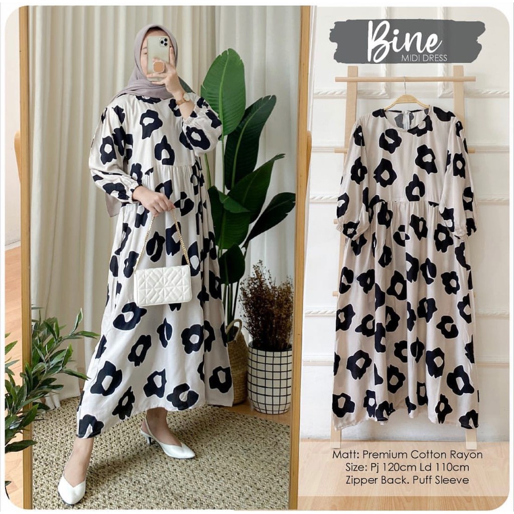 DRESS RAYON MOTIF - DRESS KATUN RAYON PREMIUM - BINE MIDI DRESS RAYON