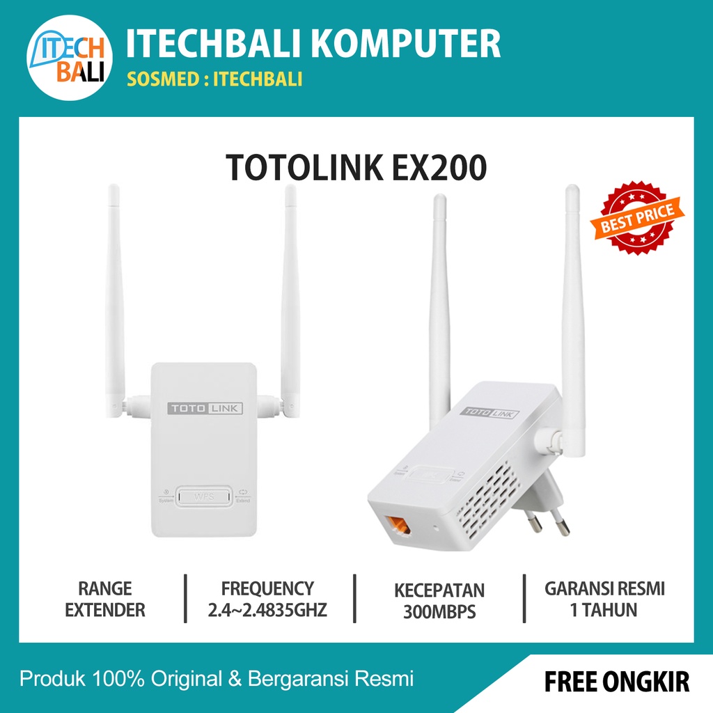 Range Extender TOTOLINK EX200 300Mbps Wireless | ITECHBALI