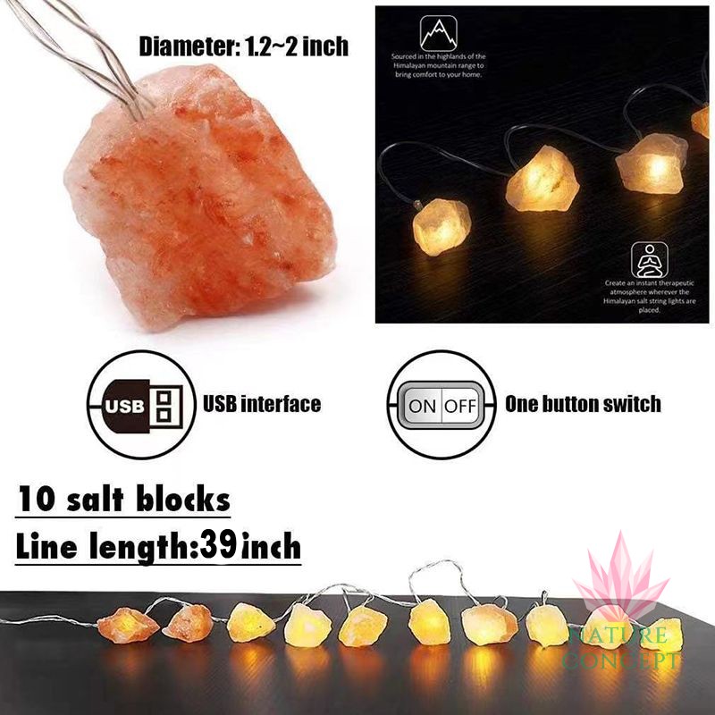 Lampu Batu Kristal Garam Himalaya Himalayan Rock Salt LED Lamp DIY