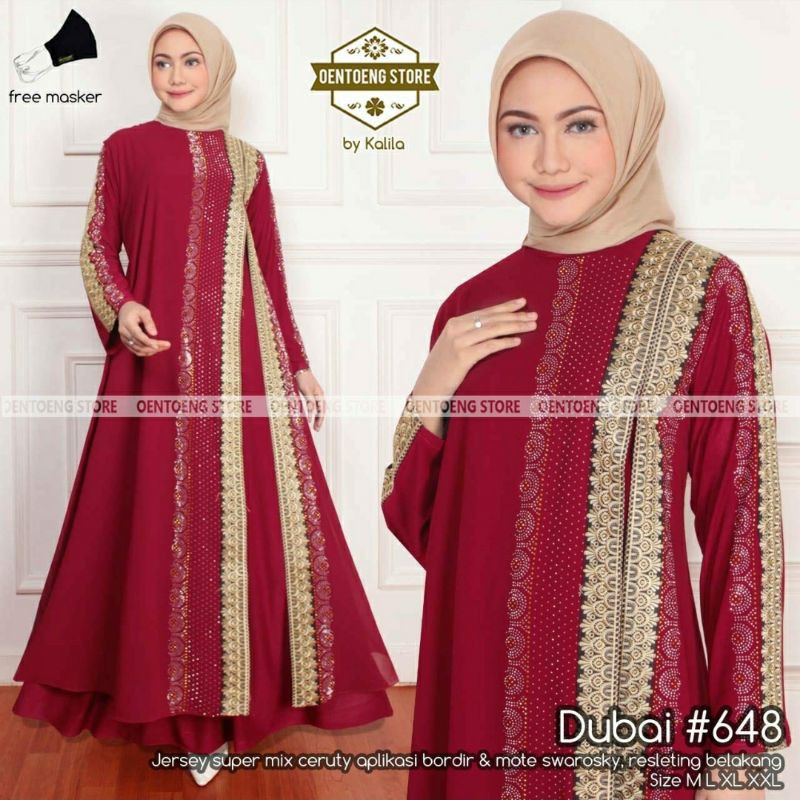 abaya turkey WARNA original dubai 648 merah/red mewah elegan