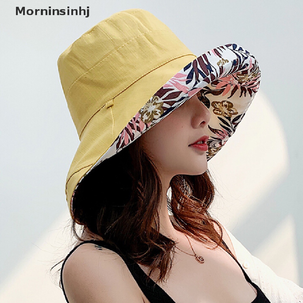 Mornin Topi Bucket / Fisherman Brim Lebar Anti UV Untuk Wanita / Musim Panas / Pantai