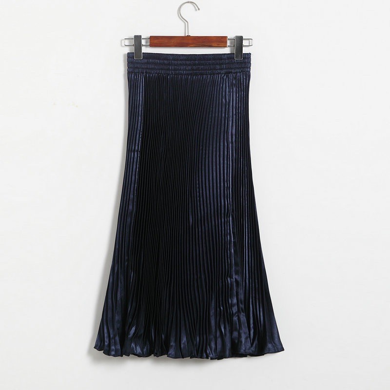 Metallic Pleated Mermaid Long Skirt Import Premium ( Rok Duyung Metalik Prisket Panjang ) [Bisa COD]