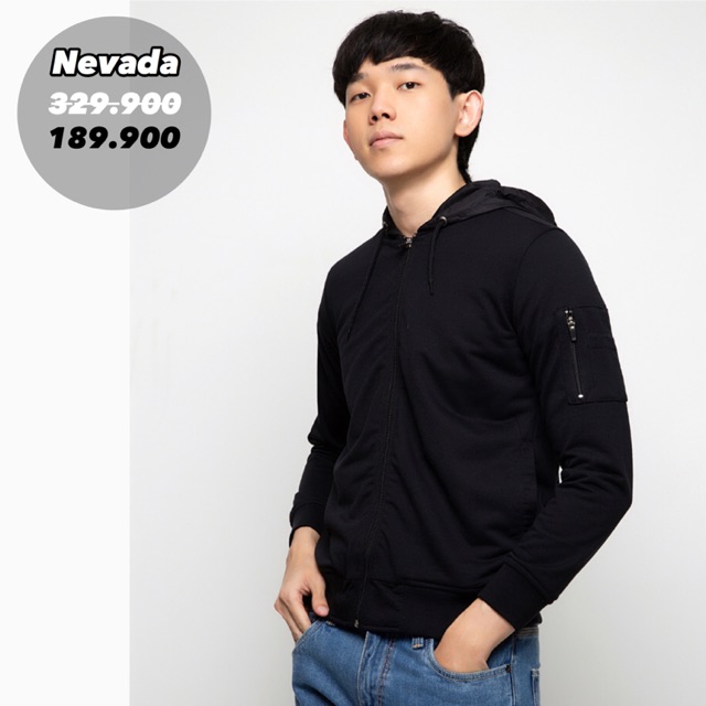 Nevada Jaket Hoodie Pria Hitam