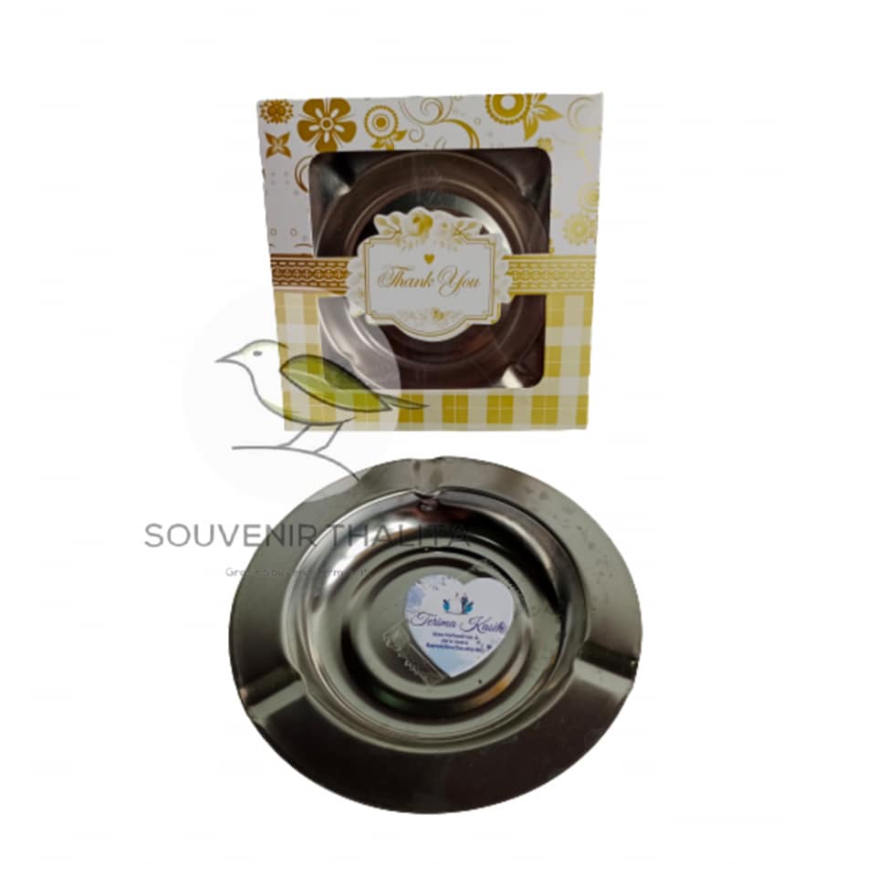 100 Pcs Souvenir Asbak Stainless Kemasan Box LEMBARAN Wedding Souvenir Pernikahan