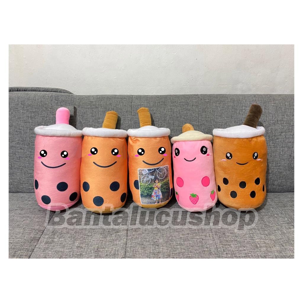 Boneka Boba Bantal Boba Lucu Viral Bisa Pakai Foto Size L 40cm