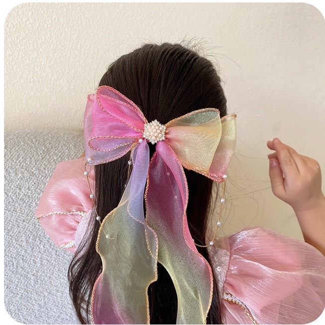 CHUBBI 22 Girls Bow Headband/Baby Girl Pearl Rumbai Jepit Rambut Dikepang/jepit anak perempuan/Aksesoris anak perempuan