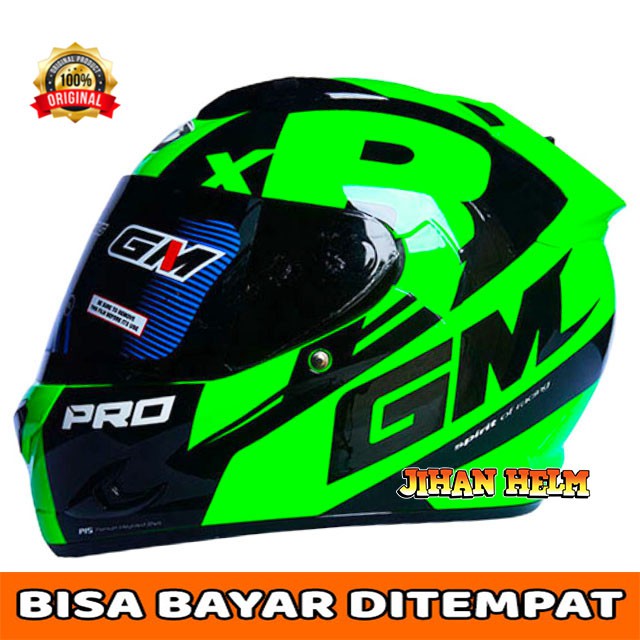 HELM / GM HELM / HELM GM / HELM GM FULL FACE RACE PRO ZR 650 GREEN FLUO TERMURAH