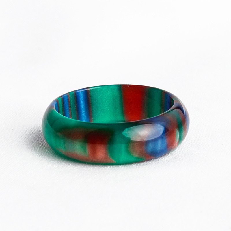 Sweetheart Simple Multicolored Glitter Rainbow Ring Acrylic Resin Personality Retro Ring