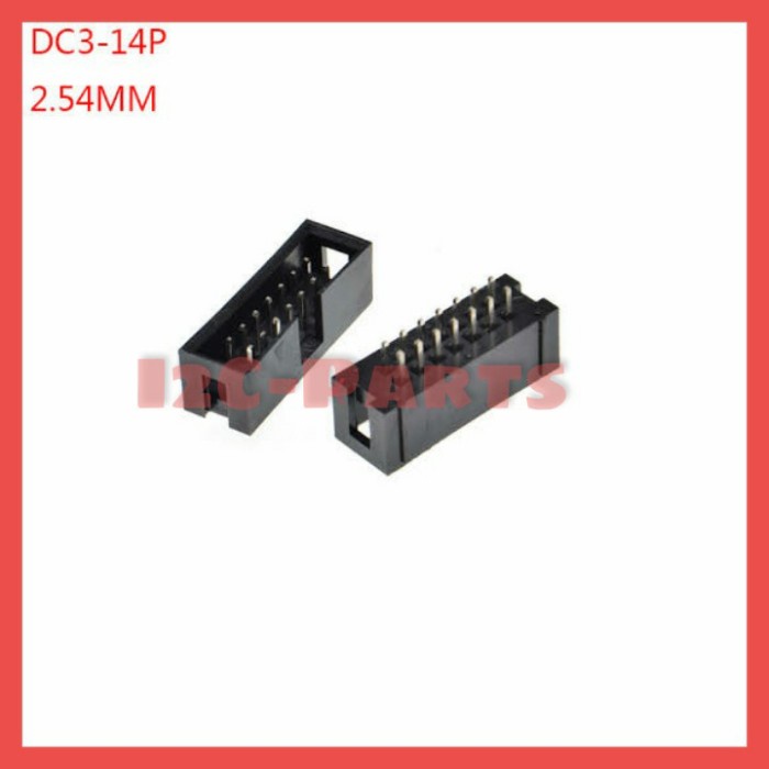 DC3-14P IDC BOX Header 14pin 2x7 Male Socket JTAG Soket 14 pin Lurus