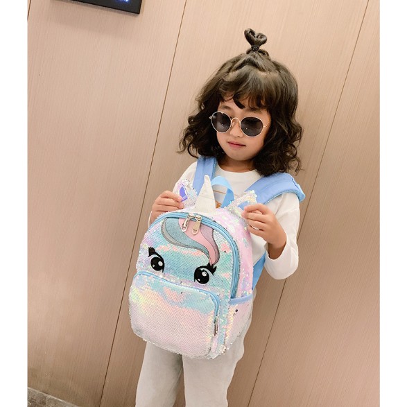 TOKOBIG - COD Tas Ransel Sequin Poni Size S Tas Anak Perempuan Bisa Berubah Ketika Diusap