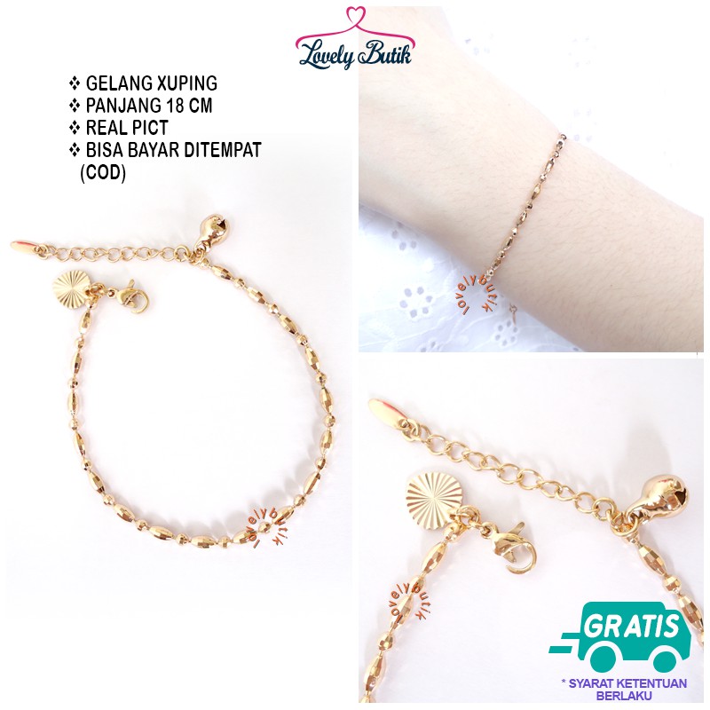 Lovelybutik Gelang Tangan Xuping Rantai Wanita Dewasa Terbaru Motif Rantai BIji Padi Ukuran 17+3 cm