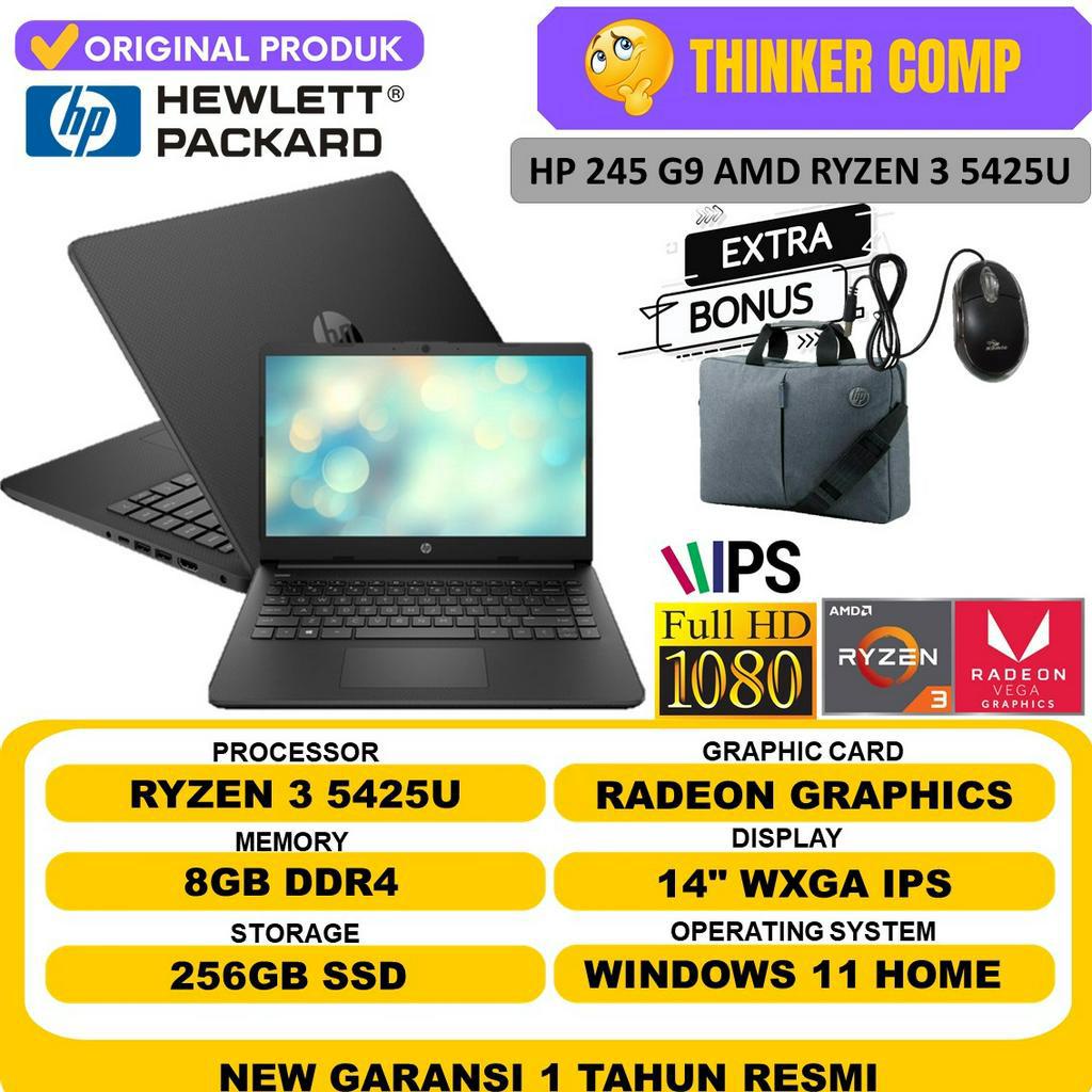 LAPTOP GAMING TERBARU HP 245 G9 AMD RYZEN 3 5425U 8GB 256GB WXGA IPS WINDOWS 11