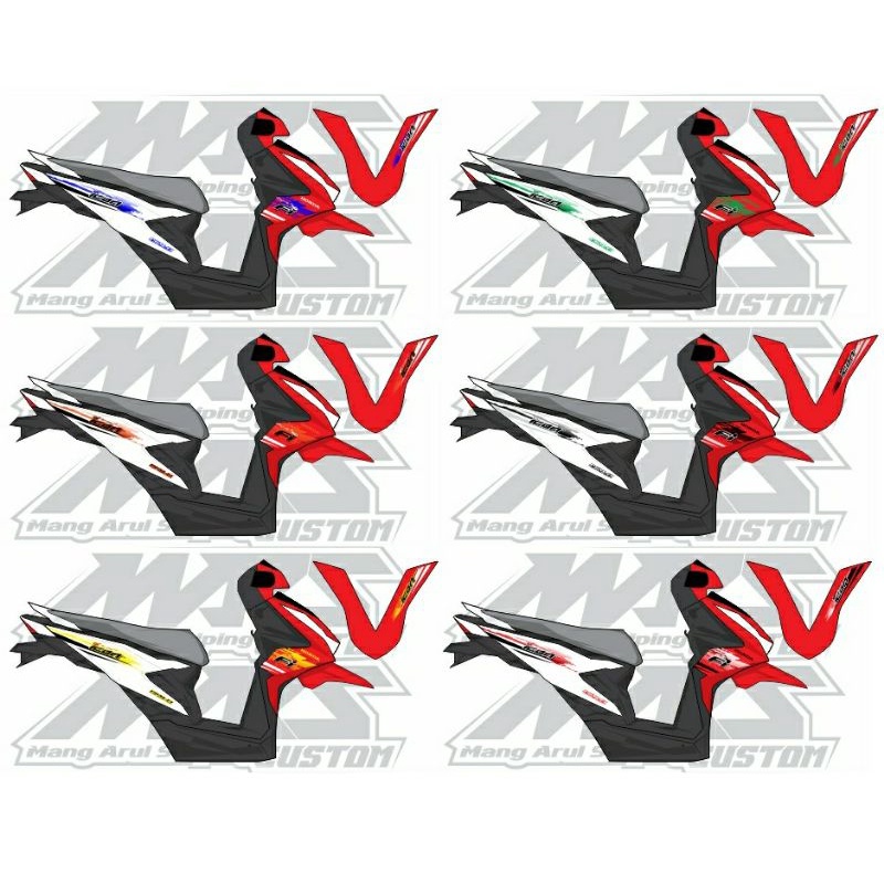 STRIPING BEAT NEW 2020 ICON SPORT BODY PUTIH MERAH BAHAN TRANSPARAN DAN NON TRANSPARAN