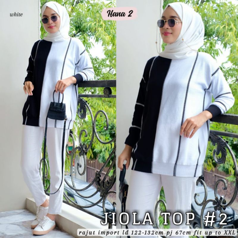 BAJU ATASAN WANITA JUMBO BIG SIZE RAJUT LD 122-132 // JIOLA TOP # 2 BY HANA 2 FASHION HQ/ATASAN RAJU