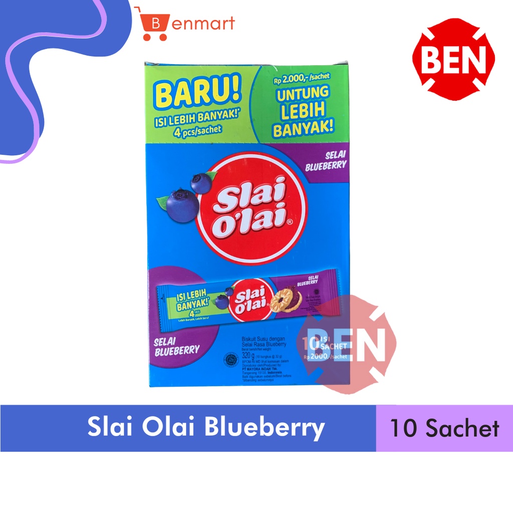 

Slai Olai Blueberry 1 Pak Box 10 Pcs Bungkus Pcs - O'lai Selai Ungu Dus 4 Keping