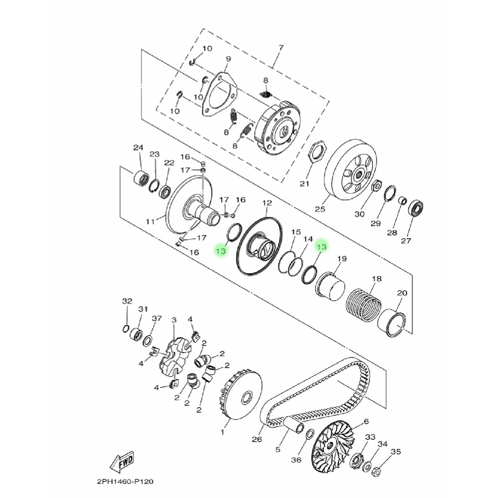 KARET SIL SEAL SECONDARY SECONDARI PULY PULI PULLY ATAS CVT MIO M3 S Z GEAR 125 ORI YGP 2SX-E7465-00