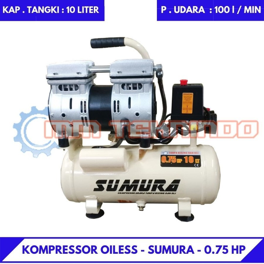 KOMPRESSOR OILESS - OFS550-10 - SUMURA - 0.75 - KAPASITAS 10 LITER