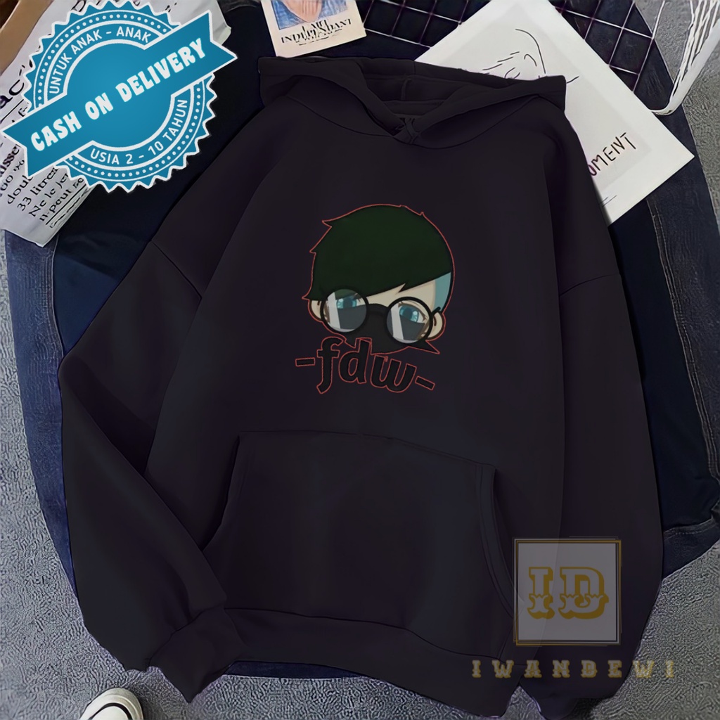 Jaket Hoodie Anak Unisex Laki-Laki Perempuan FDW Logo youtuber Free Fire/Sweater Anak FDW FF murah