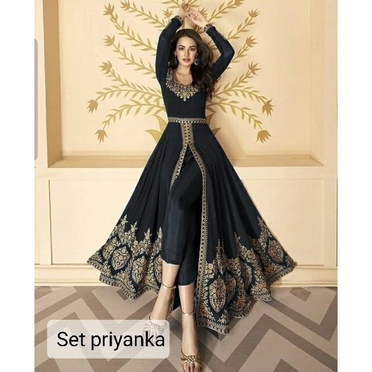 Baju Setelan Wanita Remaja Kekinian 2022 Model India Bordir Trendy Set Celana Muslim Terbaru Atasan 