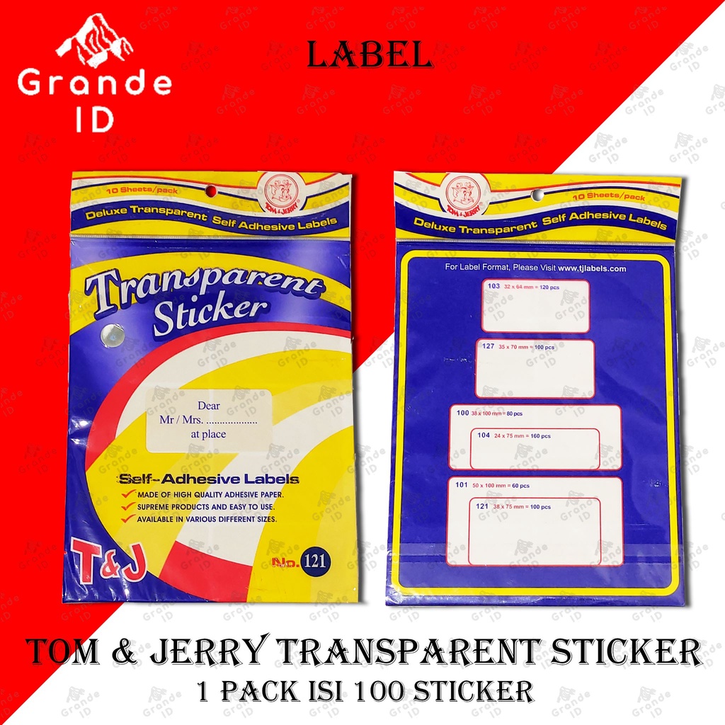 

TOM & JERRY 121 TRANSPARENT STICKER TJ 121 LABEL UNDANGAN